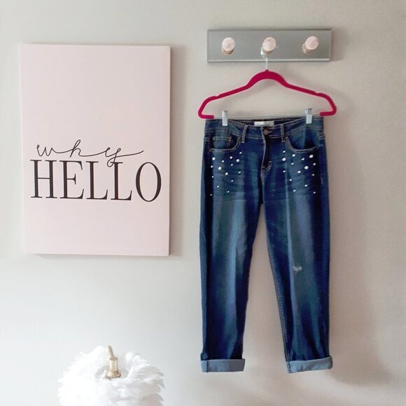 EUC Jordache blue denim pearl skinny boyfriend jeans - Picture 4 of 5